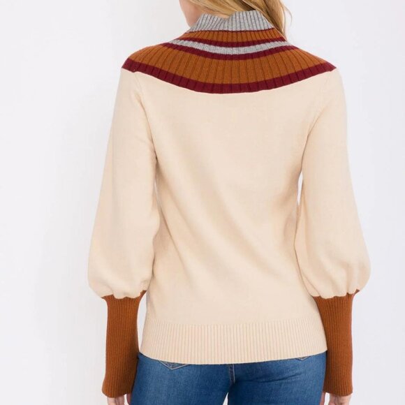 Mock Neck Colorblock Sweater - Picture 2 of 2